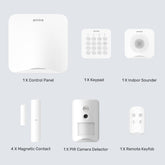 All-in-One Wireless Alarm System, Smart Home Security Kit with PIR Camera Detector, Keypad, Magnetic Contact, Control Panel, Indoor Sounder, Remote Keyfob, LAN Module