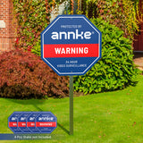 4PCS ANNKE 10" Heavy Duty 100% Aluminum Security Sign, Reflective & Fade Resistant Outdoor Surveillance Warning Sign for Home/Yard/Property Protection