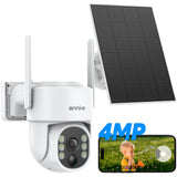 ANNKE 2.5K/4MP Solar Security Camera Outdoor Wireless, Solar Battery Powered, 360° Surveillance, 2.4/5 GHz Wi-Fi, Color Night Vision, Light&Sound Alarm, 2-Way Audio, PIR Detection, TF Card Storage