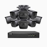 EL200 - 1080p 16 Channel Outdoor Wired Security CCTV System with 8 Cameras, 3.6 MM Lens, Smart DVR with Human & Vehicle Detection, 66 ft Infrared Night Vision, 4-in-1 Output Signal, IP67