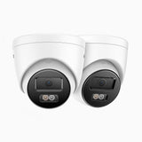 C1200 - 2-Pack 4K 12MP Outdoor Dual Light PoE Security Camera, Colour & IR Night Vision, Human & Vehicle Detection, H.265+, Built-in Microphone, Max. 512 GB Local Storage, IP67
