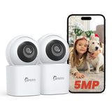 5MP Super HD Indoor Security PT WiFi IP Camera - Pan & Tilt, No Monthly Fee, AI Detection, Dog Puppy, Baby Monitor, 2-way Talk, Night Vision, Baby & Pet Monitor