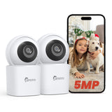5MP Super HD Indoor Security PT WiFi IP Camera - Pan & Tilt, No Monthly Fee, AI Detection, Dog Puppy, Baby Monitor, 2-way Talk, Night Vision, Baby & Pet Monitor