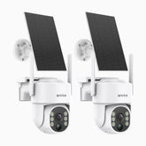 WB400 - 2PCS 4MP Wireless Outdoor Wire-Free Battery Security Camera, Dual-Band WiFi, 270° Pan & 90° Tilt, 9000mAh Battery & Solar Powered, Motion Detection, Two-Way Audio