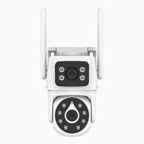 WCD400 - 4MP Wireless Outdoor Dual-Lens WiFi Security Camera, 2.4G/5G Dual-Band WiFi, 350° Pan & 90° Tilt, Dual-Light Night Vision, Motion Detection, Two-Way Audio, Cloud & Max. 256 GB Local Storage, Works with Alexa