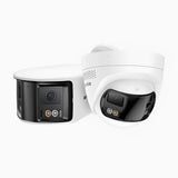 2-Pack FCD600 6MP UHD Dual-Lens Outdoor PoE Security Camera, 180° Panoramic View, Smart Dual Light Night Vision, Two-Way Audio, Active Siren & Alarm, Human & Vehicle Detection, IP67