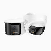 FCD800 - 2-Pack 8MP UHD Dual-Lens Outdoor PoE Security Camera, 180° Panoramic View, Smart Dual Light Night Vision, Two-Way Audio, Active Siren & Alarm, Human & Vehicle Detection, IP67