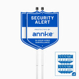 2PCS ANNKE 10" Heavy Duty 100% Aluminum Security Sign, with Ground Stake & 16 Window Stickers, Reflective & Fade Resistant Outdoor Surveillance Warning Sign for Home, Yard, Property Protection