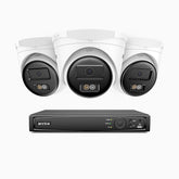 H500 - 3K Super HD 4 Channel 3 Cameras PoE Security System, Color & IR Night Vision, 3072 × 1728 @ 20fps, Smart Human & Vehicle Detection, Built-in Microphone, IP67