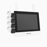 WTL500 - 5MP 4 Channel 4 Cameras Wireless NVR CCTV System with 7″ Monitor, EXIR Night Vision, Two-Way Audio, Built-in Microphone, Works with Alexa, IP66