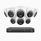 H500 - 3K Super HD 16 Channel 8 Cameras PoE Security System, Color & IR Night Vision, 3072 × 1728 @ 20fps, Smart Human & Vehicle Detection, Built-in Microphone, IP67
