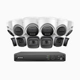 H300 - 2K 3MP 16 Channel PoE Security System with 6 Bullet & 6 Turret Cameras, EXIR 2.0 Night Vision, Motion Detection, H.265+, IP67 Waterproof