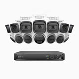 H300 - 2K 3MP 16 Channel PoE Security System with 7 Bullet & 7 Turret Cameras, EXIR 2.0 Night Vision, Motion Detection, H.265+, IP67 Waterproof