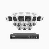 H800 - 4K 16 Channel PoE Security CCTV System with 8 Bullet & 8 Dome (IK10) Cameras, Vandal-Resistant, Human & Vehicle Detection, Colour & IR Night Vision, Built-in Mic, RTSP Supported
