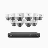 HZ804 - 4K 16 Channel 10 Cameras PoE Security System, 4X Optical Zoom, 2.8 - 12 MM Motorized Varifocal Lens, Smart Dual Light Night Vision, Motion Detection 2.0, Built-In Microphone, Siren & Strobe Alarm, Upgraded Version