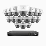 HZ804 - 4K 16 Channel 16 Cameras PoE Security System, 4X Optical Zoom, 2.8 - 12 MM Motorized Varifocal Lens, Smart Dual Light Night Vision, Motion Detection 2.0, Built-In Microphone, Siren & Strobe Alarm, Upgraded Version