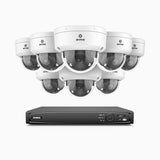 HZ804 - 4K 16 Channel 8 Cameras PoE Security System, 4X Optical Zoom, 2.8 - 12 MM Motorized Varifocal Lens, Smart Dual Light Night Vision, Motion Detection 2.0, Built-In Microphone, Siren & Strobe Alarm, Upgraded Version