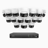FDH800 - 16 Channel PoE Security System with 16 X 8MP UHD Dual Lens Cameras, 180° Panoramic View, Smart Dual Light Night Vision, Two-Way Audio, Active Siren & Alarm, Human & Vehicle Detection, IP67