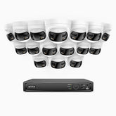 FDH600 - 16 Channel PoE Security System with 16 Dual Lens Cameras, 6MP Resolution, 180° Panoramic View, Smart Dual Light Night Vision, Two-Way Audio, Active Siren & Alarm, Human & Vehicle Detection, IP67
