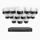 FDH600 - 16 Channel PoE Security System with 16 Dual Lens Cameras, 6MP Resolution, 180° Panoramic View, Smart Dual Light Night Vision, Two-Way Audio, Active Siren & Alarm, Human & Vehicle Detection, IP67