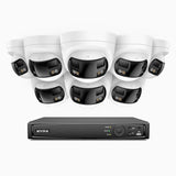 FDH600 - 16 Channel PoE Security System with 8 Dual Lens Cameras, 6MP Resolution, 180° Panoramic View, Smart Dual Light Night Vision, Two-Way Audio, Active Siren & Alarm, Human & Vehicle Detection, IP67