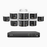 FDH600 - 16 Channel PoE Security System with 8 Dual Lens Cameras, 6MP Resolution, 180° Panoramic View, Smart Dual Light Night Vision, Two-Way Audio, Active Siren & Alarm, Human & Vehicle Detection, IP67
