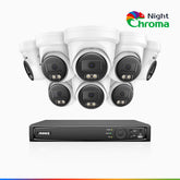 NightChroma<sup>TM</sup> NBRK800 - 4K 8 Channel 8 Cameras Outdoor PoE Security System, Red Blue Flashing Lights & Siren, 3840*2160@25 fps, Acme Color & IR Night Vision, Human & Vehicle Detection, Two-Way Audio, IP67 Weatherproof, All-Metal Housing