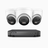 H800 - 4K 8 Channel 3 Cameras PoE Security CCTV System, Human & Vehicle Detection, Colour & IR Night Vision, Built-in Mic, RTSP Supported