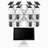 WTB400 - 4MP 10 Channel 8 Solar Cameras Wireless NVR CCTV System with 12″ Monitor, IPS Touch Screen, Motion Detection, Two-Way Audio, 9000mAh Rechargeable Battery & Solar Powered, 270° Pan & 90° Tilt, Works with Alexa