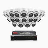 H500 - 5MP 32 Channel 20 Cameras PoE Security CCTV System, EXIR 2.0 Night Vision, Built-in Mic & SD Card Slot, Works with Alexa, 16-Port PoE Switch Included, IP67