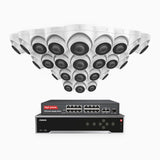 H500 - 5MP 32 Channel 24 Cameras PoE Security CCTV System, EXIR 2.0 Night Vision, Built-in Mic & SD Card Slot, Works with Alexa, 16-Port PoE Switch Included, IP67