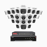 H800 - 4K 32 Channel PoE Security CCTV System with 18 Bullet & 6 Turret Cameras, Human & Vehicle Detection, Colour & IR Night Vision, Built-in Mic, RTSP Supported, 16-Port PoE Switch Included
