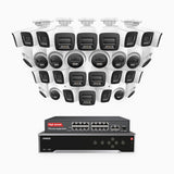 H800 - 4K 32 Channel PoE Security CCTV System with 20 Bullet & 12 Turret Cameras, Human & Vehicle Detection, Colour & IR Night Vision, Built-in Mic, RTSP Supported, 16-Port PoE Switch Included