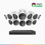 NightChroma<sup>TM</sup> NCK800 – 4K 16 Channel 12 Cameras PoE Security System, Acme Color Night Vision, 3840 × 2160 @ 30fps, Human & Vehicle Detection, Siren & Strobe Alarm, Two-Way Audio, All-Metal Housing