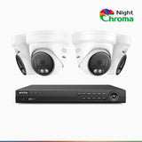 NightChroma<sup>TM</sup> NCK800 – 4K 8 Channel 4 Cameras PoE Security System, Acme Color Night Vision, 3840 × 2160 @ 30fps, Human & Vehicle Detection, Siren & Strobe Alarm, Two-Way Audio, All-Metal Housing
