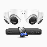 H1200 - 4K 12MP 8 Channel 4 Cameras PoE Security System w/ 2TB HDD, Colour & IR Night Vision, Human & Vehicle Detection, H.265+, Built-in Microphone, IP67