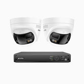 FDH800 - 8 Channel PoE Security System with 2 X 8MP UHD Dual Lens Cameras, 180° Panoramic View, Smart Dual Light Night Vision, Two-Way Audio, Active Siren & Alarm, Human & Vehicle Detection, IP67
