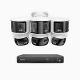 FDH800 - 8 Channel PoE Security System with 3 Bullet & 3 Turret 8MP UHD Dual Lens Cameras, 180° Panoramic View, Smart Dual Light Night Vision, Two-Way Audio, Active Siren & Alarm, Human & Vehicle Detection, IP67