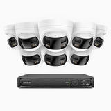 FDH800 - 8 Channel PoE Security System with 8 X 8MP UHD Dual Lens Cameras, 180° Panoramic View, Smart Dual Light Night Vision, Two-Way Audio, Active Siren & Alarm, Human & Vehicle Detection, IP67