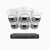 FDH800P - 8MP UHD 8 Channel 6 Dual Lens Cameras PoE Security System, 180° Panoramic View, All-Metal Housing, Smart Motion 2.0, Dual Light Night Vision, Two-Way Audio, Active Siren & Alarm, Human & Vehicle Detection, IP67