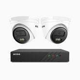 H500 - 3K Super HD 8 Channel 2 Cameras PoE Security System, Color & IR Night Vision, 3072 × 1728 @ 20fps, Smart Human & Vehicle Detection, Built-in Microphone, IP67