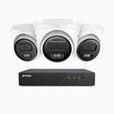 H500 - 3K Super HD 8 Channel 3 Cameras PoE Security System, Color & IR Night Vision, 3072 × 1728 @ 20fps, Smart Human & Vehicle Detection, Built-in Microphone, IP67
