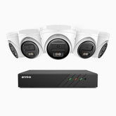 H500 - 3K Super HD 8 Channel 5 Cameras PoE Security System, Color & IR Night Vision, 3072 × 1728 @ 20fps, Smart Human & Vehicle Detection, Built-in Microphone, IP67