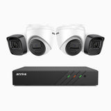 H300 - 2K 3MP 8 Channel PoE Security System with 2 Bullet & 2 Turret Cameras, EXIR 2.0 Night Vision, Motion Detection, H.265+, IP67 Waterproof