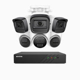 H300 - 2K 3MP 8 Channel PoE Security System with 3 Bullet & 3 Turret Cameras, EXIR 2.0 Night Vision, Motion Detection, H.265+, IP67 Waterproof
