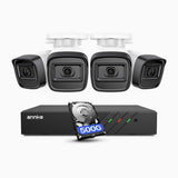 H300 - 2K 3MP 8 Channel 4 Cameras PoE Security System w/ 500 GB HDD, EXIR 2.0 Night Vision, Motion Detection, H.265+, IP67 Waterproof