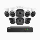 H300 - 2K 3MP 8 Channel PoE Security System with 4 Bullet & 4 Turret Cameras, EXIR 2.0 Night Vision, Motion Detection, H.265+, IP67 Waterproof