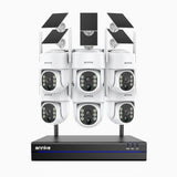 WBS400 - 4MP 8 Channel 6 Battery Cameras Outdoor Wireless NVR Security System, 2.4G & 5.8G Dual-Band WiFi, Motion Detection, Two-Way Audio, Battery & Solar Powered, 270° Pan & 90° Tilt, Cloud & Max. 256 GB Local Storage, Works with Alexa