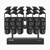 WBS400 - 4MP 16 Channel 12 Battery Cameras Outdoor Wireless NVR Security System, Dual-Band WiFi, 270° Pan & 90° Tilt, 9000mAh Battery & Solar Powered, Motion Detection, Two-Way Audio