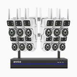 WCDS400 - 4MP 16 Channel 12 Dual-Lens WiFi Cameras Outdoor Wireless NVR Security System, 2.4G/5G Dual-Band WiFi, 350° Pan & 90° Tilt, Dual-Light Night Vision, Motion Detection, Two-Way Audio, Works with Alexa